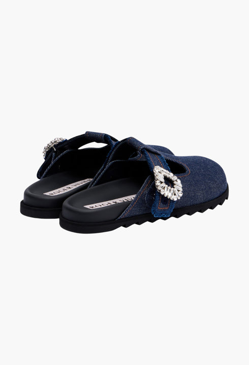 Slidy Viv Embellished Denim Mules